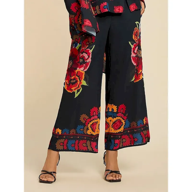 adkwuq1757643377858.webp Women's Pants Chiffon Floral Print Elasticated Waistband Casual Vacation Spring Fall - Image 1
