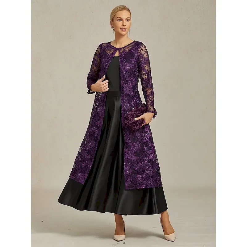 nofqrr1758787203083cover14354781yyxxy.webp Women's Coat Blazer Jacket Lace Embroidered Open Front Elegant Floral Formal Anniversary Party Wedding Guest Open Front Long Crewneck Regular Fit Long Sleeve Outerwear Eggplant Spring Fall - Image 1