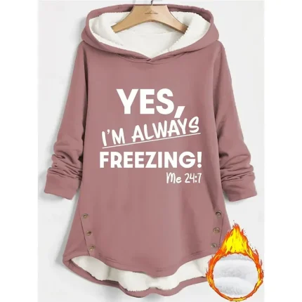 Women's Pullover Hoodie Sweatshirt Graphic Letter Warm Casual Long Sleeve Hooded Long Tops Street Dailywear Buttons Print Black Dark Pink Blue Gray Fall Winter