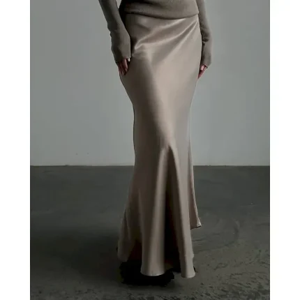 Women's Skirt Bodycon Fashion Maxi Mid Rise Skirts Plain Micro-elastic Party Street Black White Khaki Light Grey Fall Polyester